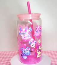 Load image into Gallery viewer, Fairy Type Glass Cup | 16oz with Plastic Lid and straw | Gradient Glass Cup
