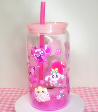 Load image into Gallery viewer, Fairy Type Glass Cup | 16oz with Plastic Lid and straw | Gradient Glass Cup
