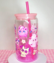 Load image into Gallery viewer, Fairy Type Glass Cup | 16oz with Plastic Lid and straw | Gradient Glass Cup
