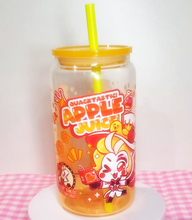 Load image into Gallery viewer, Lucifer Apple Juice Glass Cup | 16oz with Plastic Lid and straw | Gradient Glass Cup
