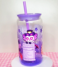 Load image into Gallery viewer, Stolas Sparkling Soda Glass Cup | 16oz with Plastic Lid and straw | Gradient Glass Cup
