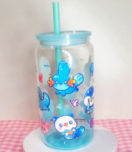 Load image into Gallery viewer, Water Starters Glass Cup | 16oz with Plastic Lid and straw | Gradient Glass Cup
