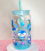 Load image into Gallery viewer, Water Starters Glass Cup | 16oz with Plastic Lid and straw | Gradient Glass Cup
