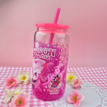 Load image into Gallery viewer, Angel Dust Poison Bottle Glass Cup | 16oz with Plastic Lid and straw | Gradient Glass Cup
