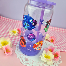 Load image into Gallery viewer, Critical Role: Mighty Nein Glass Cup | 16oz with Plastic Lid and straw | Gradient Glass Cup
