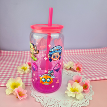 Load image into Gallery viewer, Critical Role: Bells Hells Glass Cup | 16oz with Plastic Lid and straw | Gradient Glass Cup
