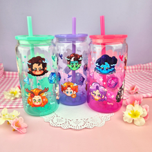 Load image into Gallery viewer, Critical Role: Vox Machina Glass Cup | 16oz with Plastic Lid and straw | Gradient Glass Cup
