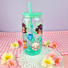 Load image into Gallery viewer, Critical Role: Vox Machina Glass Cup | 16oz with Plastic Lid and straw | Gradient Glass Cup
