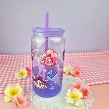 Load image into Gallery viewer, Critical Role: Mighty Nein Glass Cup | 16oz with Plastic Lid and straw | Gradient Glass Cup
