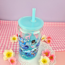 Load image into Gallery viewer, Derpy Tiger Glass Cup | 16oz with Plastic Lid and straw | Gradient Glass Cup
