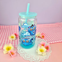 Load image into Gallery viewer, Derpy Tiger Glass Cup | 16oz with Plastic Lid and straw | Gradient Glass Cup
