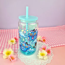 Load image into Gallery viewer, Derpy Tiger Glass Cup | 16oz with Plastic Lid and straw | Gradient Glass Cup
