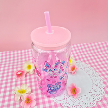Load image into Gallery viewer, Fairy Type Glass Cup | 16oz with Plastic Lid and straw | Gradient Glass Cup
