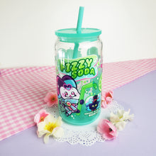 Load image into Gallery viewer, Fizzy Soda Glass Cup | 16oz with Plastic Lid and straw | Gradient Glass Cup
