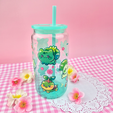Load image into Gallery viewer, Grass Starters Glass Cup | 16oz with Plastic Lid and straw | Gradient Glass Cup
