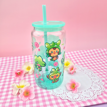 Load image into Gallery viewer, Grass Starters Glass Cup | 16oz with Plastic Lid and straw | Gradient Glass Cup
