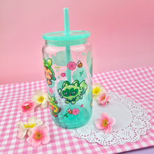 Load image into Gallery viewer, Grass Starters Glass Cup | 16oz with Plastic Lid and straw | Gradient Glass Cup

