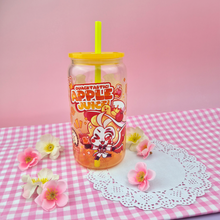 Load image into Gallery viewer, Lucifer Apple Juice Glass Cup | 16oz with Plastic Lid and straw | Gradient Glass Cup
