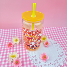 Load image into Gallery viewer, Lucifer Apple Juice Glass Cup | 16oz with Plastic Lid and straw | Gradient Glass Cup
