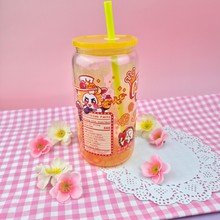 Load image into Gallery viewer, Lucifer Apple Juice Glass Cup | 16oz with Plastic Lid and straw | Gradient Glass Cup
