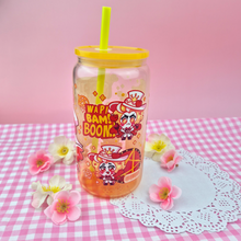 Load image into Gallery viewer, Lucifer Apple Juice Glass Cup | 16oz with Plastic Lid and straw | Gradient Glass Cup

