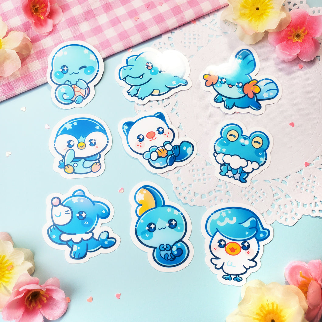 Water Type Starter Monsters - Sticker Pack