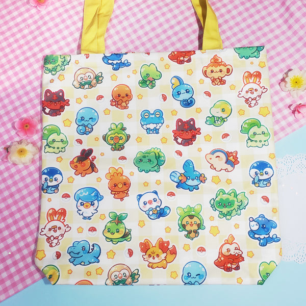 Starter Monsters - Cute Tote Bag, Canvas Bag, Shoulder Bag, Book Bag