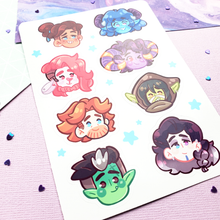 Load image into Gallery viewer, Mighty Nein - Critical Role - Kiss Cut - Sticker Sheet
