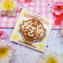 Load image into Gallery viewer, Genshin Impact - Wooden Cookie Pins - Xiao + Itto + Childe
