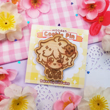 Load image into Gallery viewer, Genshin Impact - Wooden Cookie Pins - Xiao + Itto + Childe
