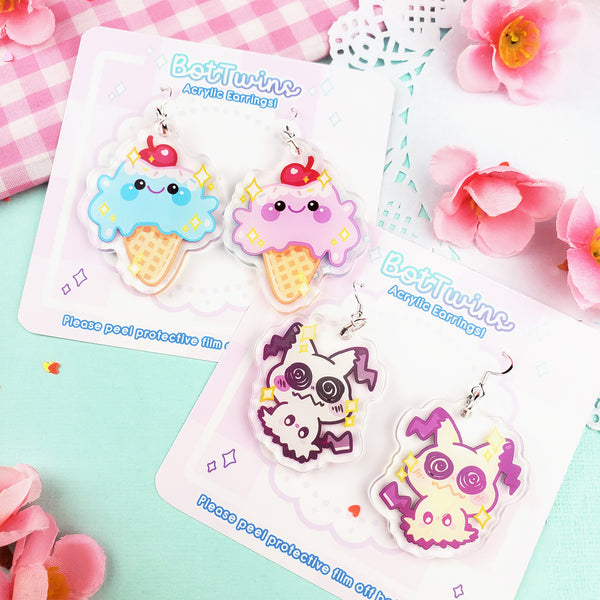 Ditto - Ice-cream Scoop - Acrylic Earrings