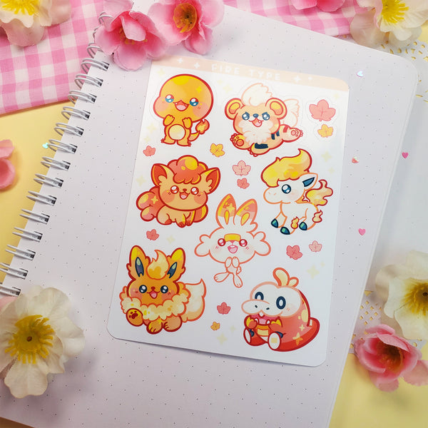 Fire Type - Kiss Cut - Sticker Sheet