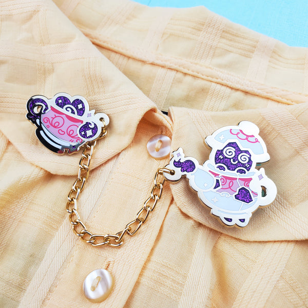 ✦ Shiny Poltea Tea Set - Chained Enamel Pin Set ✦