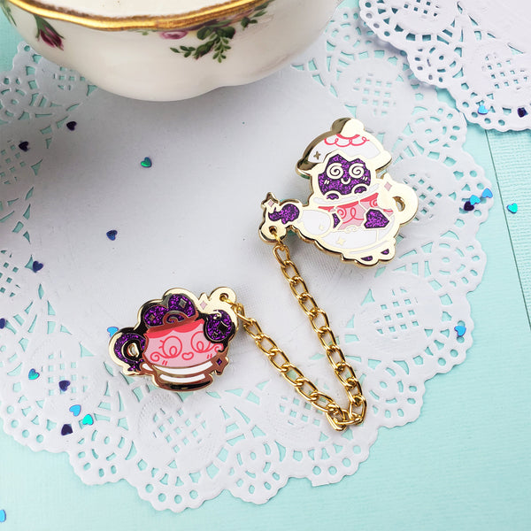 ✦ Shiny Poltea Tea Set - Chained Enamel Pin Set ✦