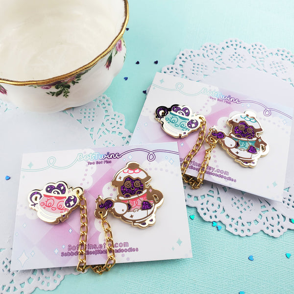 Poltea Tea Set - Chained Enamel Pin Set