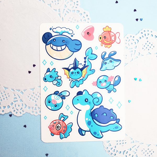 Water Type - Kiss Cut - Sticker Sheet